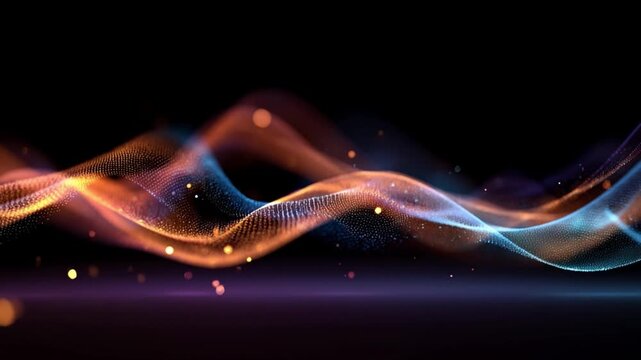 Harmonic Flow of Light: An abstract composition, swirling lines of vibrant colors, forming an elegant wave and the dynamic interplay of light and shadow, the image suggesting movement and energy