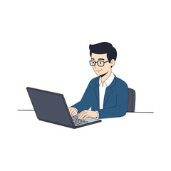 Man working on laptop at desk