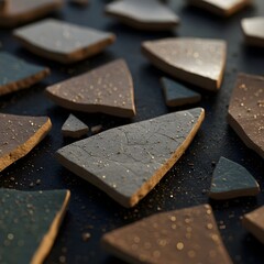 Broken Clay Fragments with Warm Lighting