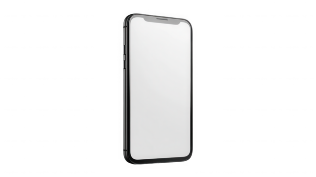 Modern smartphone with blank white screen mockup display on transparent background - Powered by Adobe