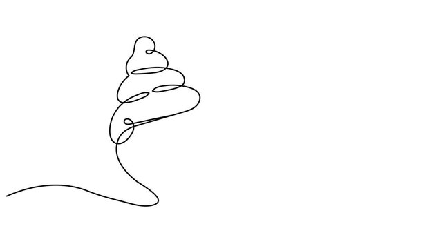 Animated continuous single line drawing animation of a seashell emerging and flowing with graceful fluidity. one line art animation