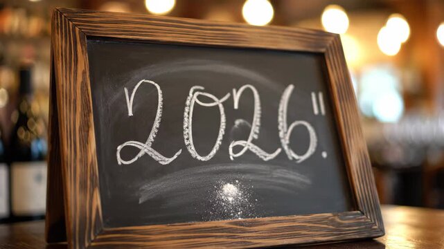 2026 written on a chalkboard, a new year concept.