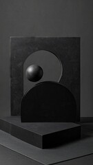 Minimalist Black Still Life - Geometric Shapes and Abstract Composition.