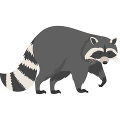 Pixel Art Raccoon with Ringed Tail and Masked Face Walking Towards the Viewer on Transparent Background
