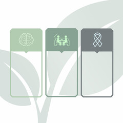 Minimalist Linear Infographic Design with Brain, Therapy Session, and Awareness Ribbon