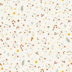 Colorful Christmas confetti seamless pattern