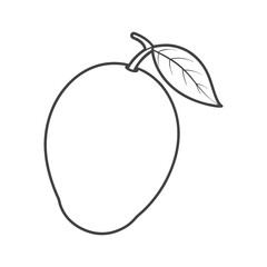 Line Drawing of Mango with Leaf