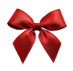 Crimson bow, satin fabric, classic knot, symmetrical shape on black