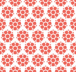 Elegant Red Floral Grid Pattern for Seamless Wallpaper, Textile & Digital Art