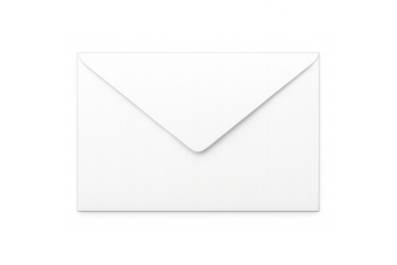 White paper envelope delivering confidential mail, message, letter, and communication with space for text on transparent background