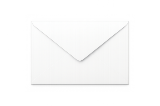 White paper envelope delivering confidential mail, message, letter, and communication with space for text on transparent background