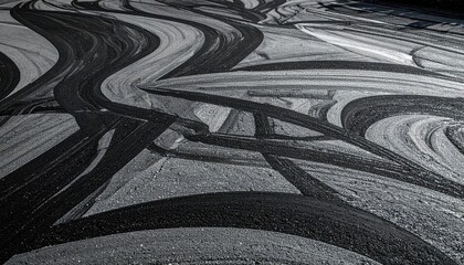 Abstract Black and White Landscape - Winding Patterns in Nature.