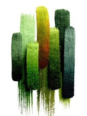 Green, textured brushstrokes dripping. Abstract, earthy color gradient
