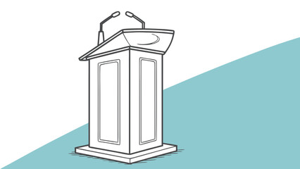 Illustration of a podium with microphones, ideal for speeches, presentations, and public speaking engagements