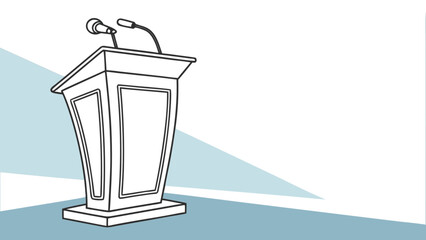 Illustration of a podium with microphones, perfect for speeches, presentations, or public speaking events