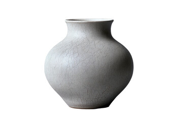 Grayish-white vase with subtle crackles, centered on black