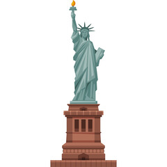 Fototapeta premium Pixel Art Statue Of Liberty Landmark Icon In Teal And Copper Colors On White Background