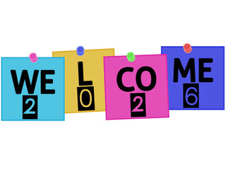 A colorful illustration of sticky notes spelling out "WELCOME 2026". Perfect for creating vibrant event announcements, invitations, and promotional graphics