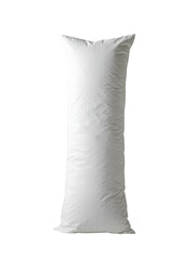 Tall, white, filled, rectangular bag isolated on a black background