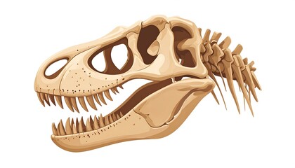 Detailed illustration of a prehistoric Tyrannosaurus Rex skull skeleton