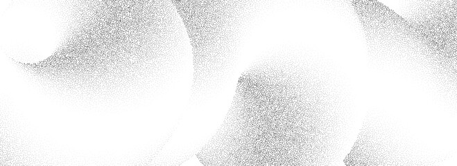 Stippled wavy sand grain texture. Dotted curved wave gradient background. Grunge gritty noise dot work wallpaper with particles, granules, speckles. Vector halftone cloudy fluid grit backdrop overlay