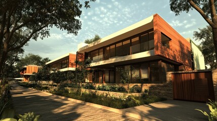 Obraz premium Modern Townhomes in Tropical Setting