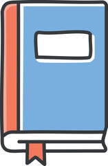 Minimalist Hardcover Book Icon with Single-Line Spine, Centered Bookmark Tab and Flat Landscape Silhouette