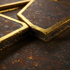 Luxury Industrial Texture with Gold Edge Frame