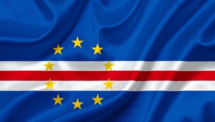 Cape Verde flag colors and island symbolism.