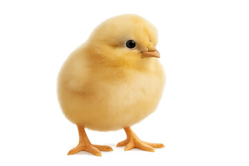 Obraz premium Yellow fluffy chick standing, symbolising new life, easter, spring, cuteness, and growth, isolated on transparent background
