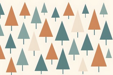 Modern Scandinavian Christmas Tree Pattern in Muted Earth Tones
