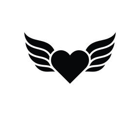 Vector heart with wings isolated on white background