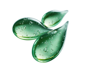 Green gel smear droplets on black, with tiny air bubbles inside