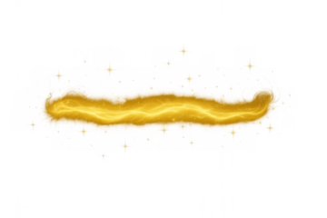Golden energy stream with light particles flowing, abstract magic power and glow effect on transparent background