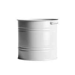 Shiny white bucket, metal, round, with handle