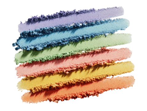 Stacked pastel powder stripes create a spectrum