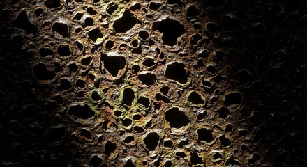Textured stone surface with holes