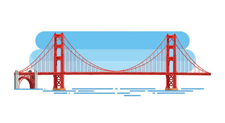 A modern flat vector illustration of the iconic Golden Gate Bridge in San Francisco, California.