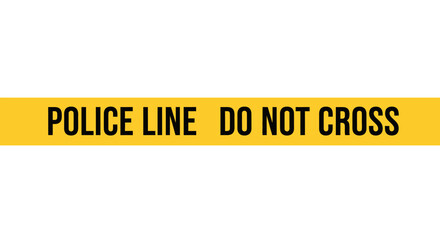 A yellow police line do not cross barrier tape isolated on a white background.