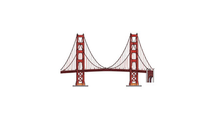 A simple cartoon illustration of the iconic Golden Gate Bridge in San Francisco, featuring its distinctive red towers and suspension cables.