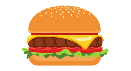 Cartoonstyle cheeseburger suitable for foodthemed designs, advertisements, menus, and social media content featuring a delicious and appetizing meal.