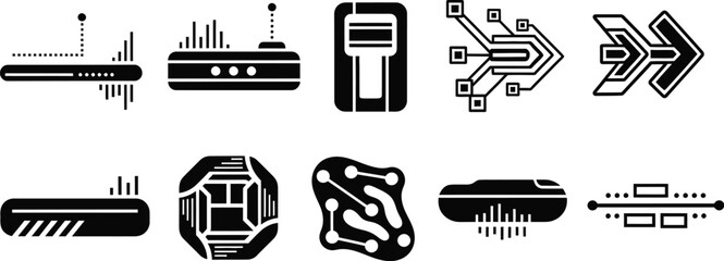 Futuristic technology icons set vector illustration stock template