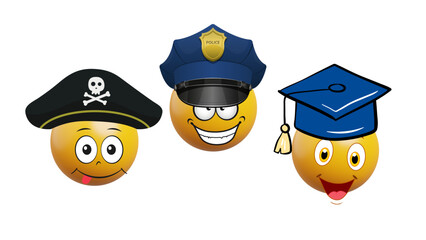 set of funny face emoticons emoji