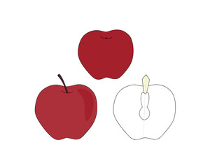 Obraz premium A sweet red apple with a leaf design is a symbol of fresh, healthy, and natural food showing love with a heart illustration