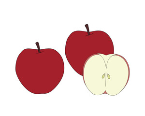 Red apple on white background, isolated, fresh, and healthy fruit