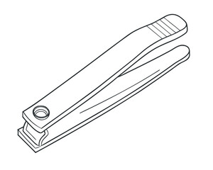 Minimal line art illustration of a nail cutter isolated on a white background