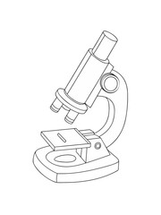 Optical science research microscope illustration isolated on a white background