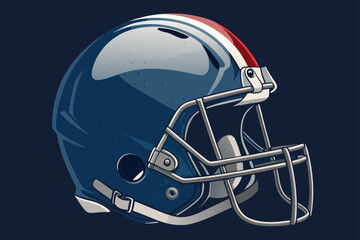 Fototapeta premium Angled close-up, football helmet visor reflection, intense game action, stadium lights, sports drama, digital art, ultrarealistic, vibrant colors.