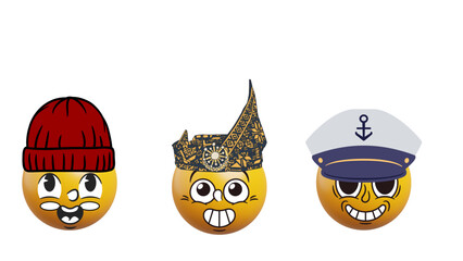cute emoji set with hats