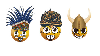 cute emoji set with hats
